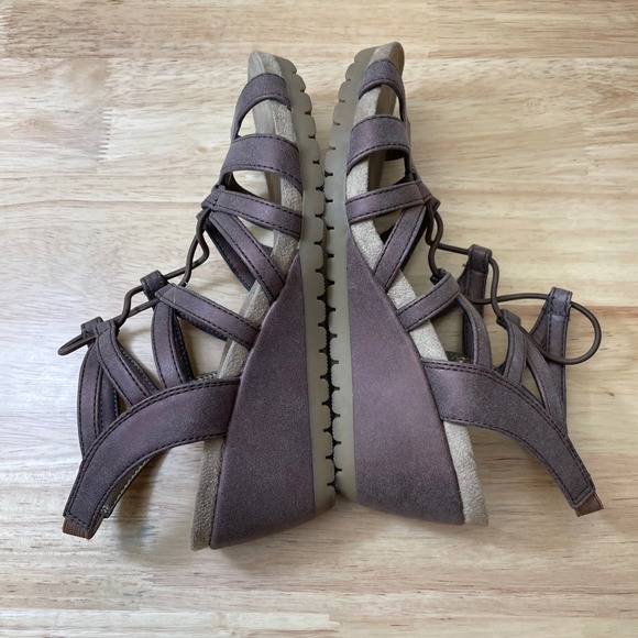 LifeStride Nadia Women Brown Wedge Sandal Lace Up Open Toe Shoes Size 7 - Picture 5 of 9